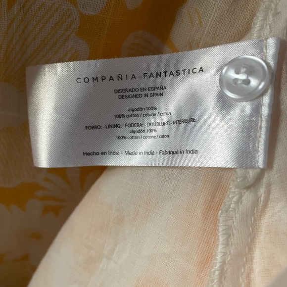 Compania Fantastica Yellow Floral Button Midi Shirt Belted Dress XS NWT - Picture 10 of 10